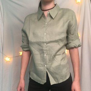 Express Olive Green Button Down Blouse